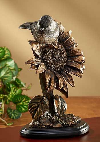 Chickadee Bronze Patina Sculpture