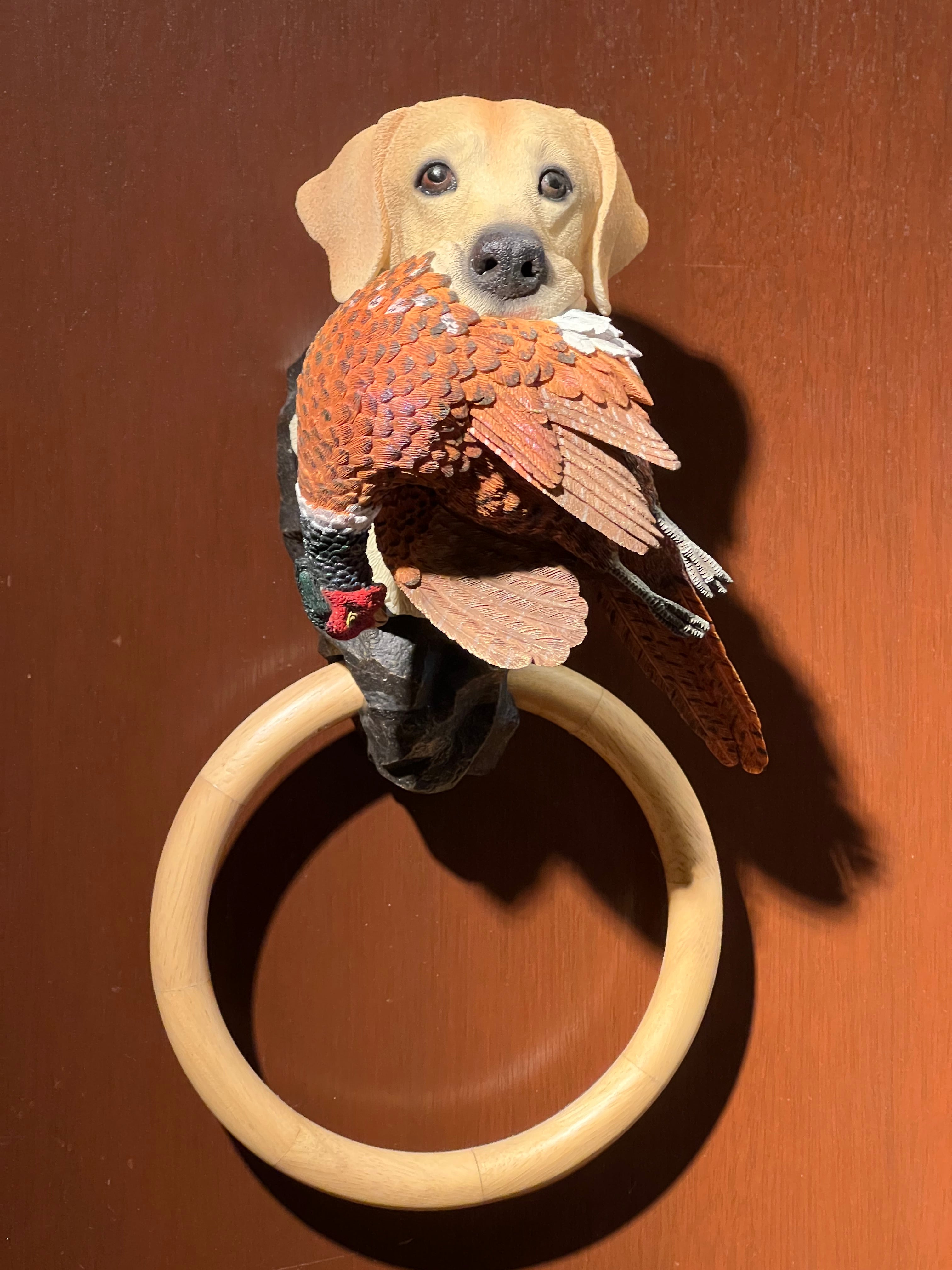 Yellow Labrador with Pheasant Towel Ring